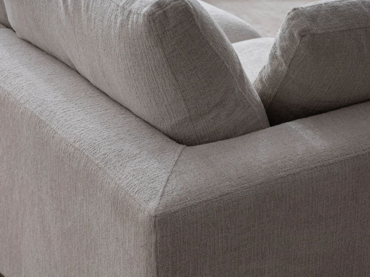 Canapé Julia Modulable - Tissu Chenille Blanc - 4 Places + 1 Pouf