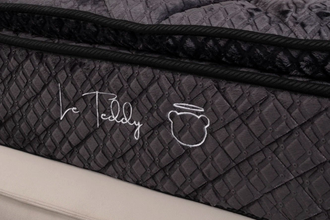 Matelas Teddy Black Angels - 30 cm - Surmatelas Peluche - Confort Douillet