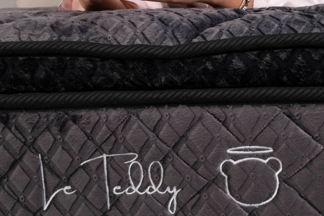 Matelas Teddy Black Angels - 30 cm - Surmatelas Peluche - Confort Douillet
