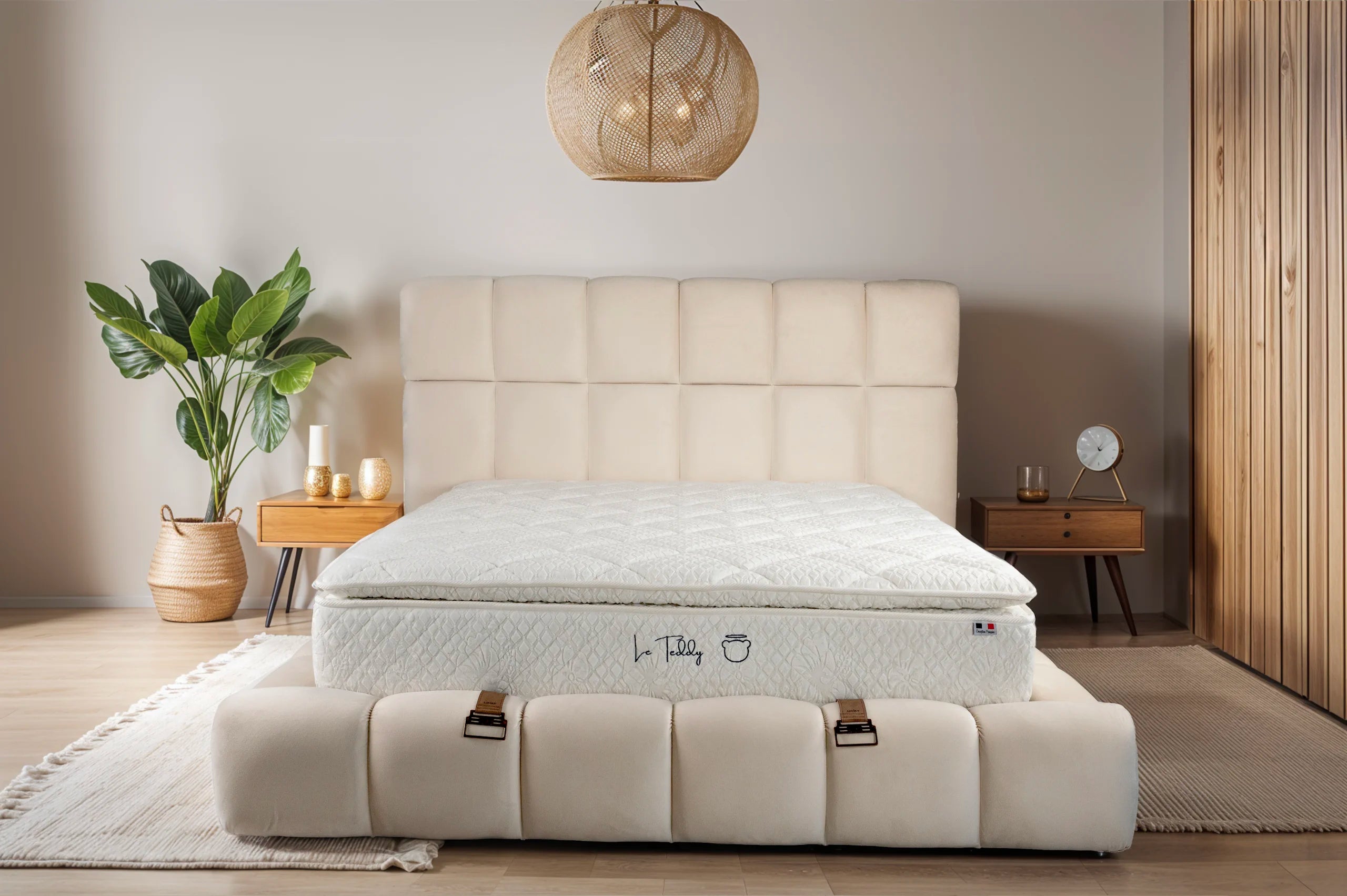 Matelas Teddy White - 30 cm - Surmatelas Peluche - Confort Douillet