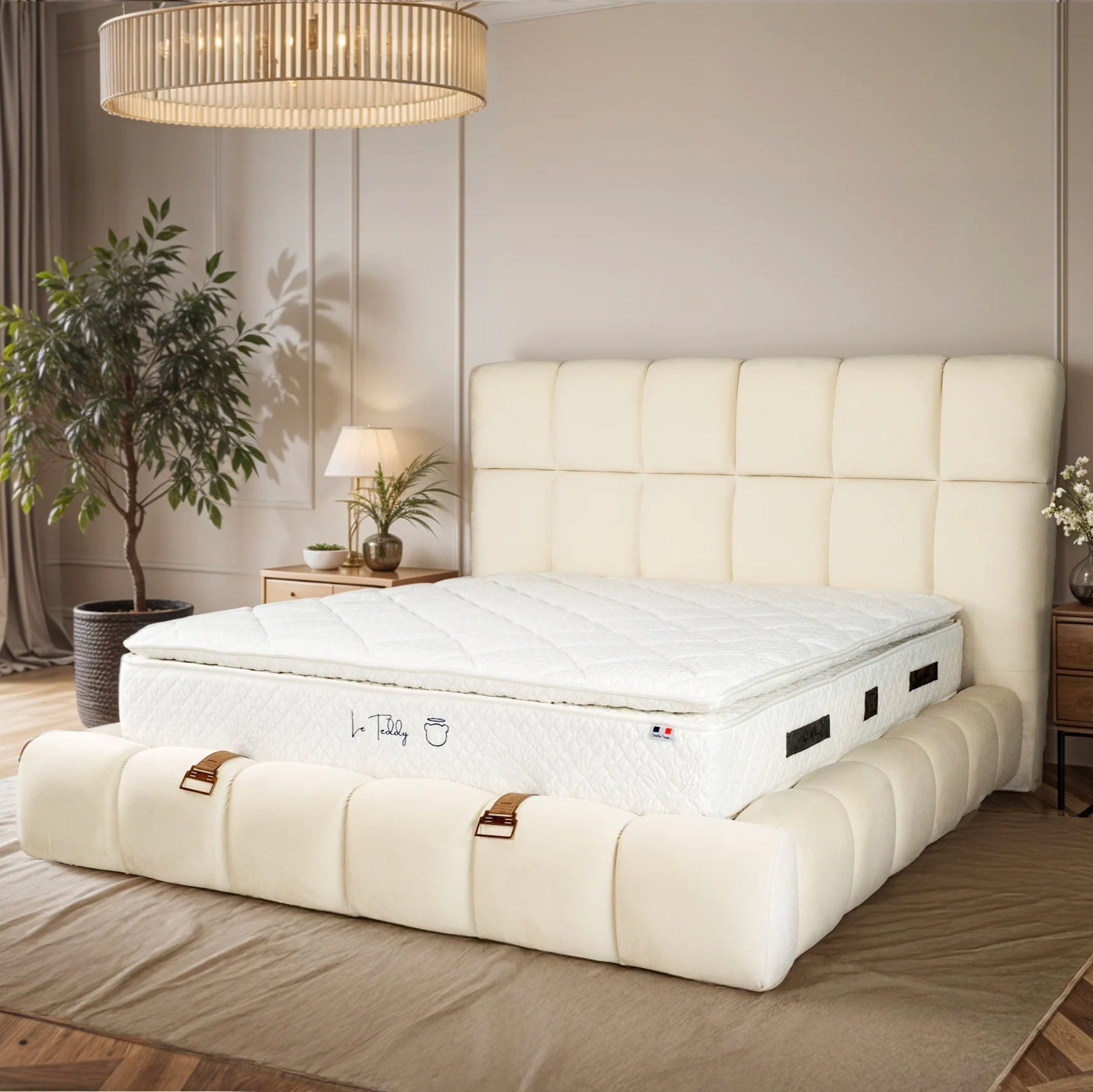 Matelas Teddy White - 30 cm - Surmatelas Peluche - Confort Douillet