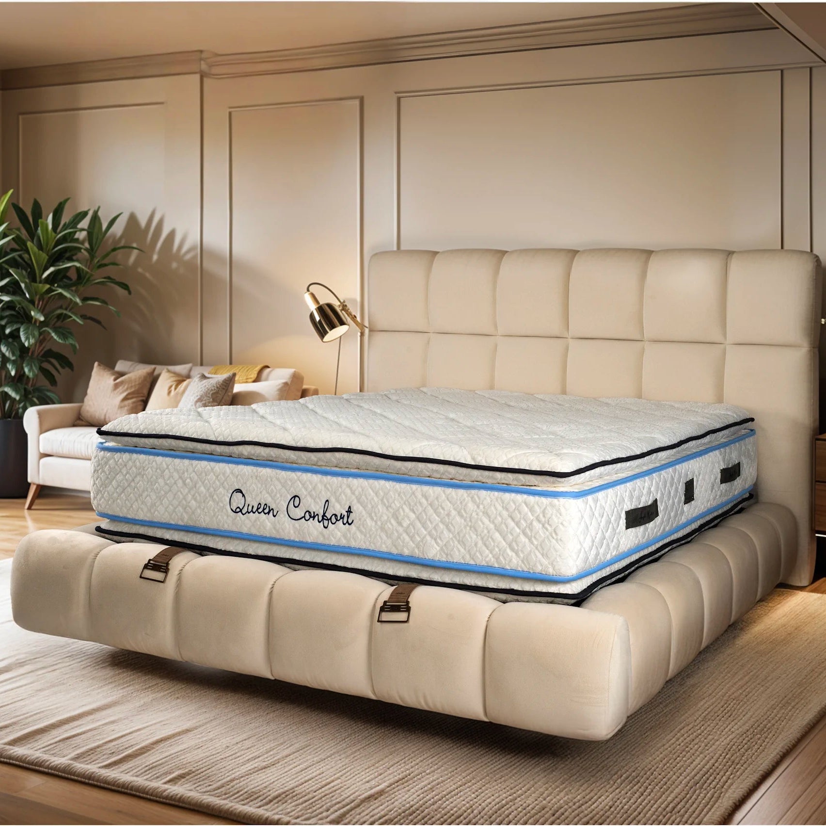 Matelas Queen Confort Angels - 34 cm - Double Surmatelas - Confort 5 Zones