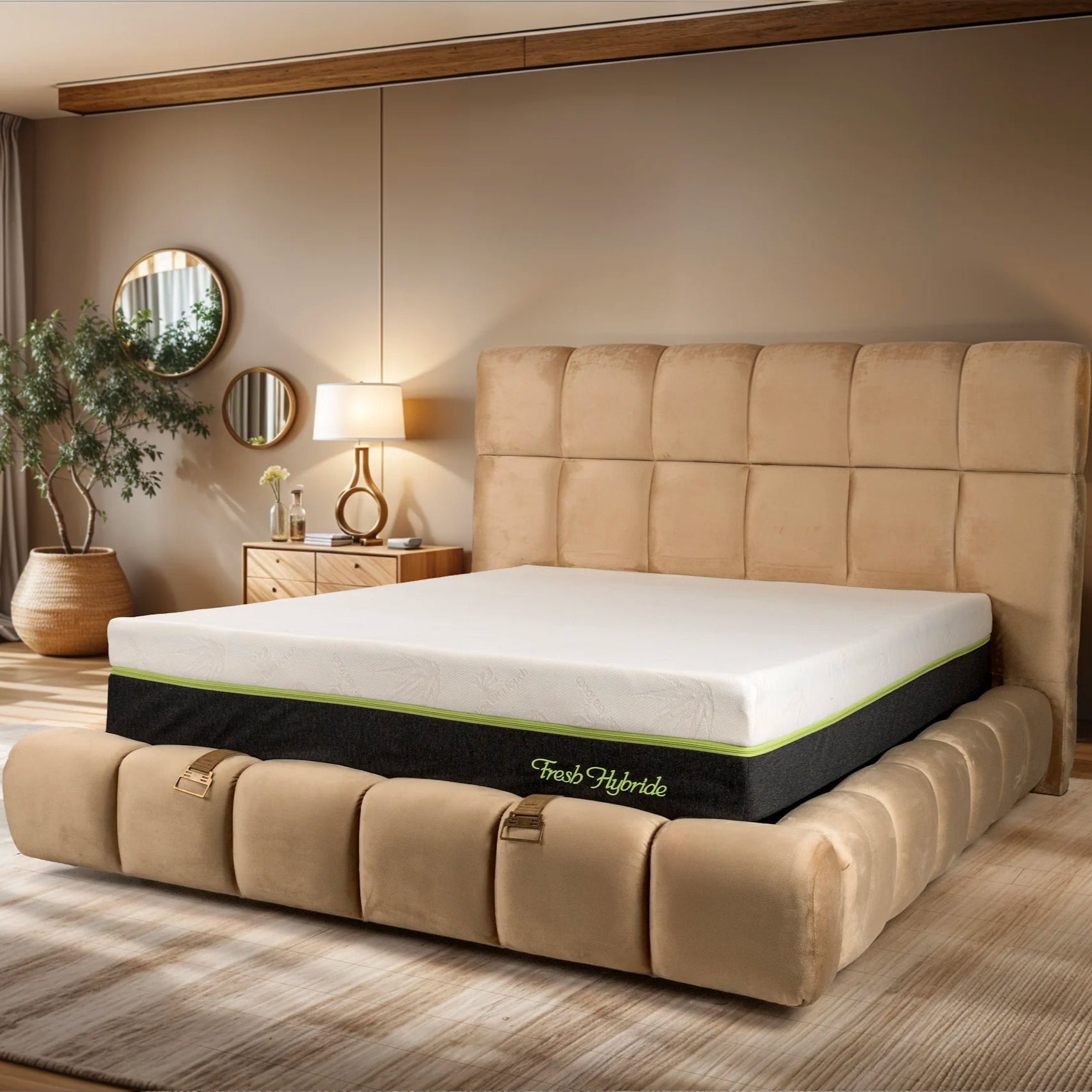 Matelas Fresh Hybride Aloe Vera - 27 cm - Hybride - Confort 5 Zones