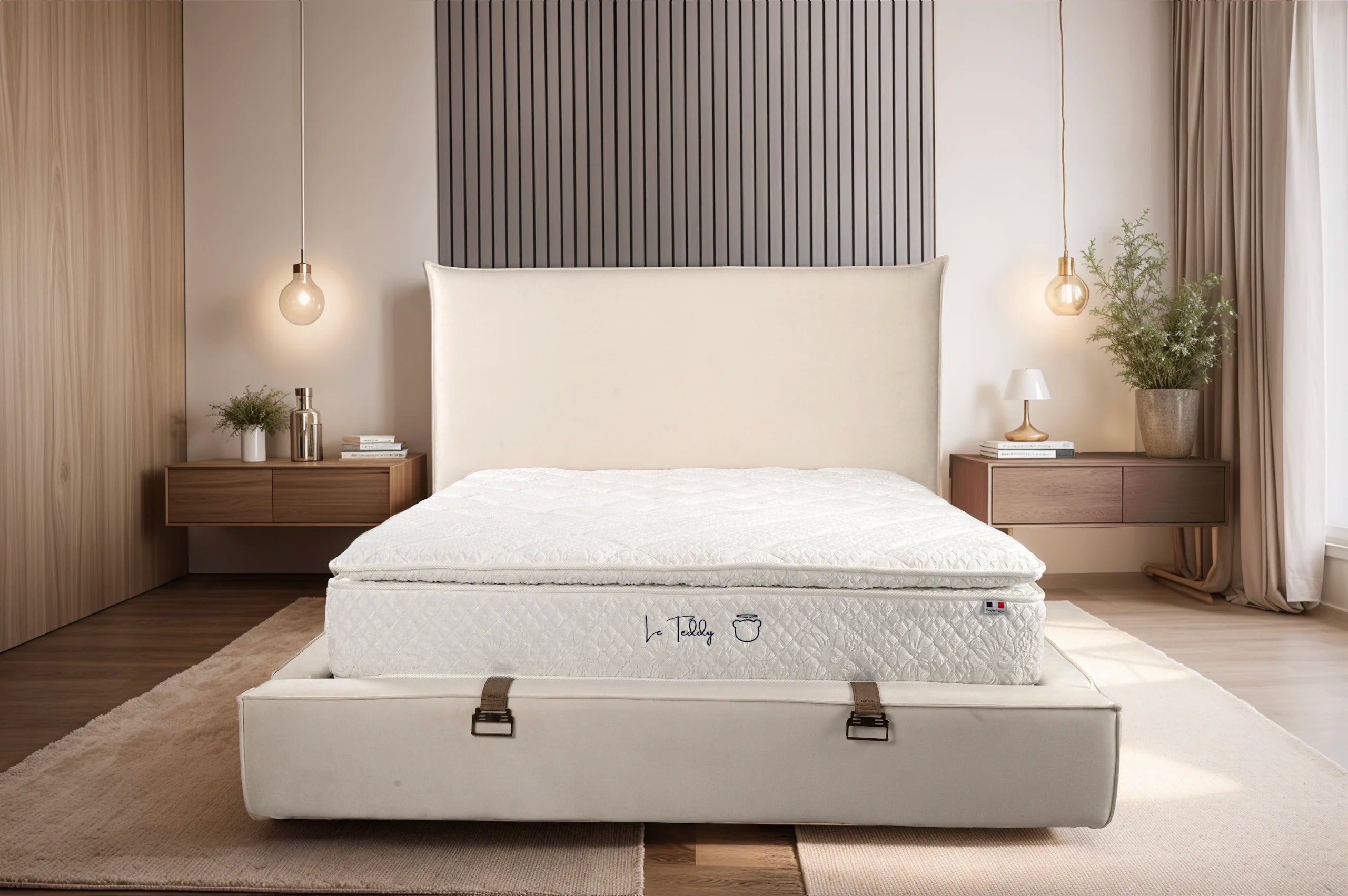 Matelas Teddy White - 30 cm - Surmatelas Peluche - Confort Douillet