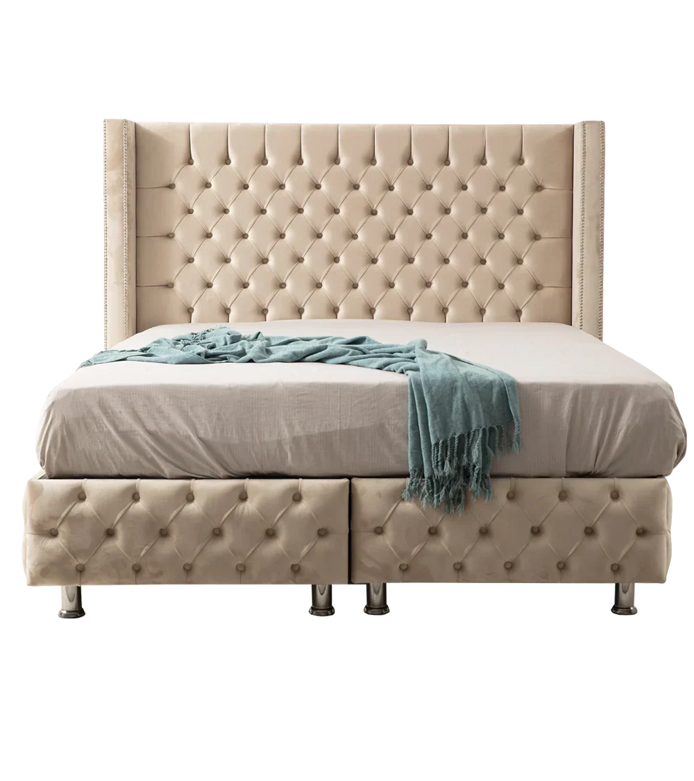Lit Coffre Armony Beige - Confort, Élégance et Fonctionnalité