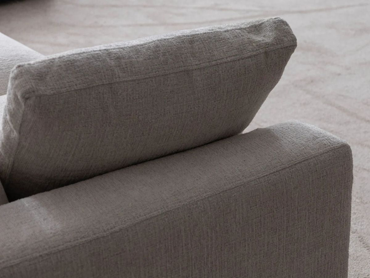 Canapé Julia Modulable - Tissu Chenille Blanc - 4 Places + 1 Pouf