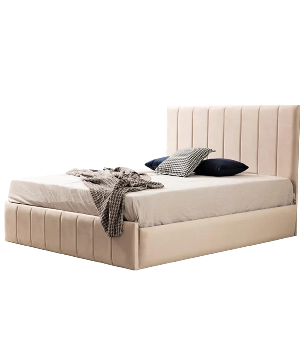 Cadre de Lit Polo Beige - Confort Luxueux et Design