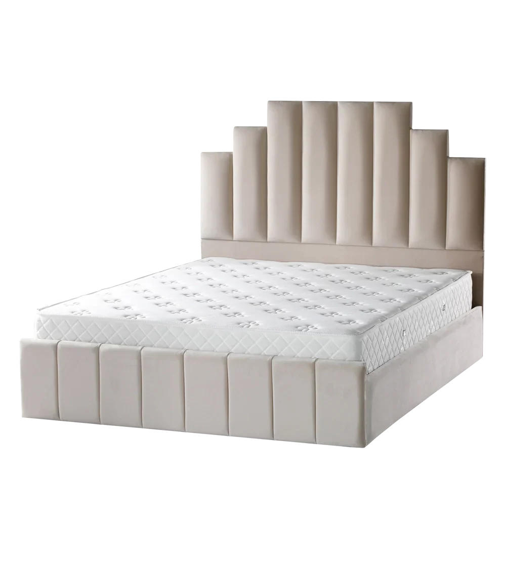 Cadre de Lit Pyramide Beige - Raffinement et Confort