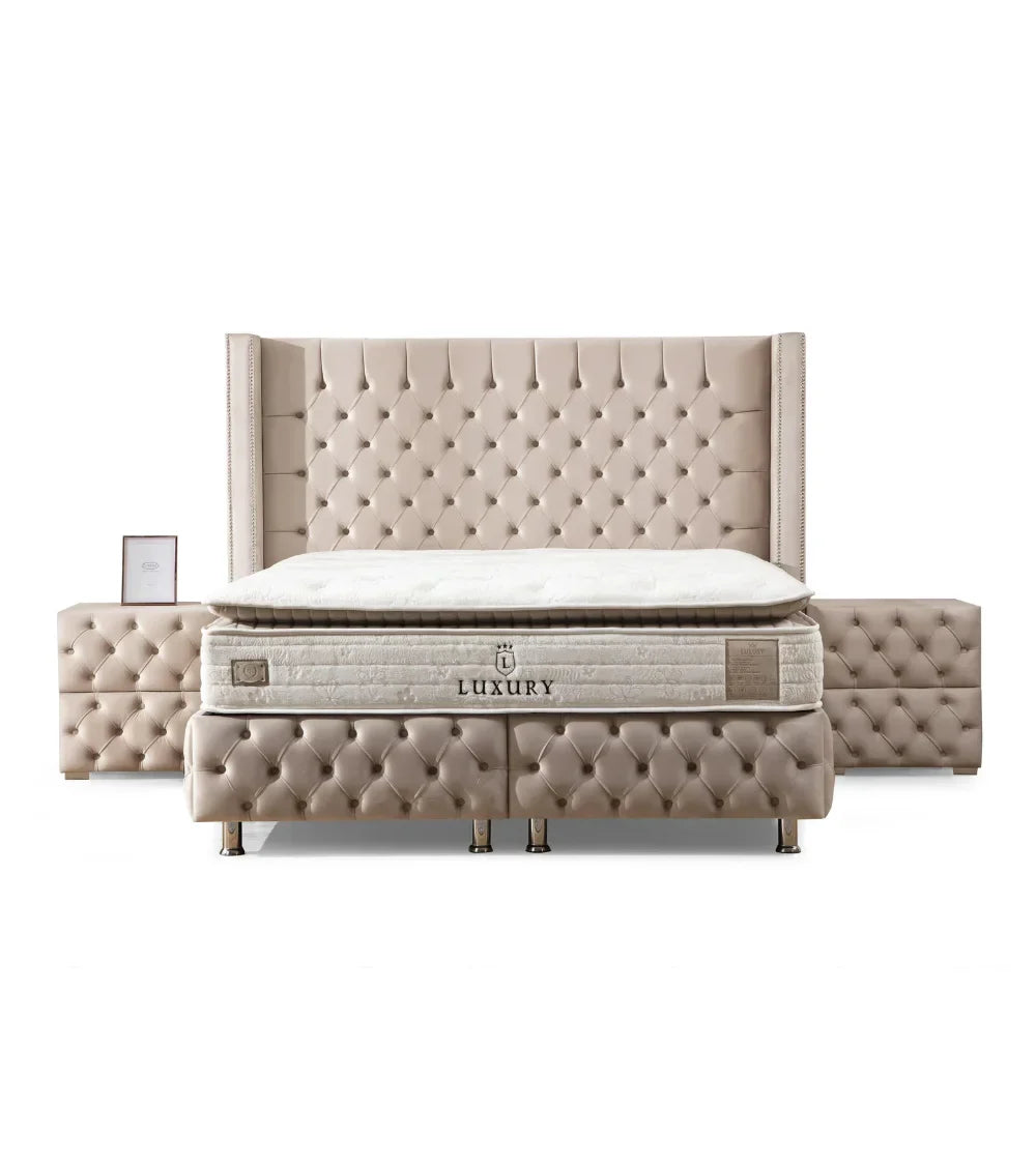 Lit Coffre Armony Beige - Confort, Élégance et Fonctionnalité