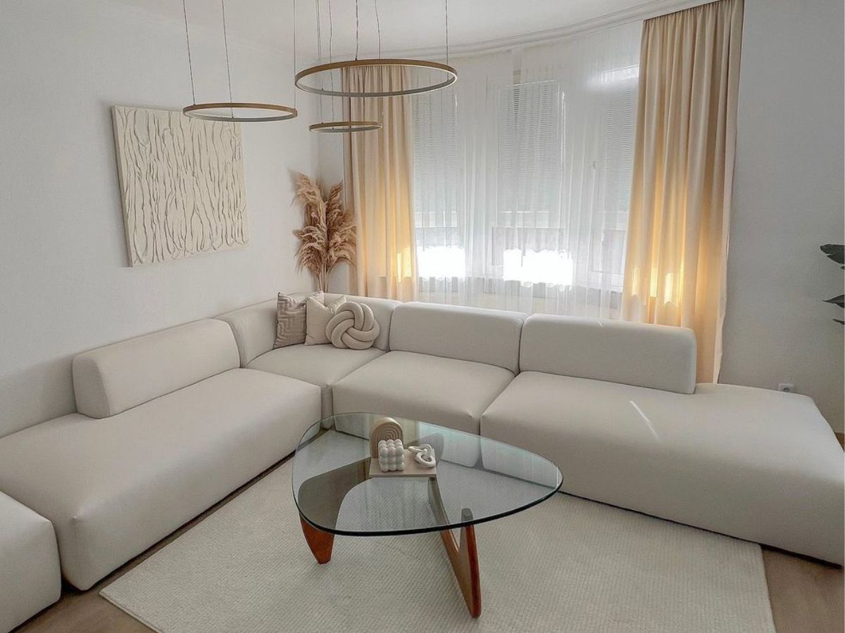 Canapé d'Angle Nélya - Velours Blanc - Traitement Anti-Tâche